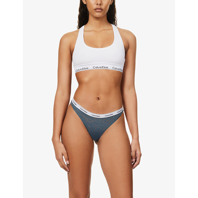 Calvin Klein Womens True Nvy Sphinx Dk Slate Modern Pack Of Three Stretch-lace Briefs In True Nvy Sphinx Dk Slate