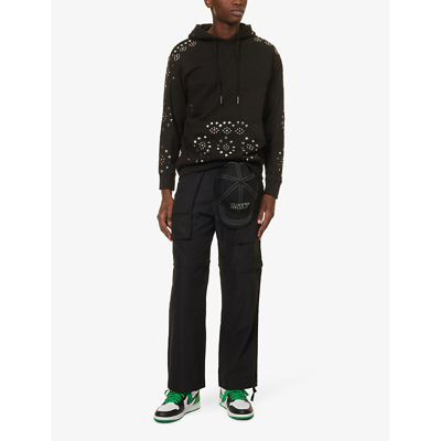 Shop Market Men's Black Moraine Detachable-panel Regular-fit Straight-leg Woven Trousers