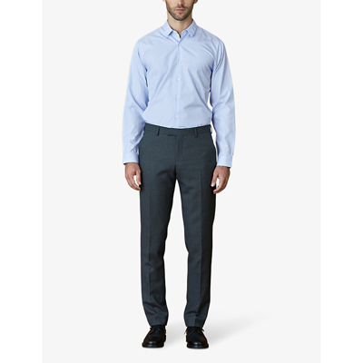 Shop Balibaris Men's Light Blue/white Jay Semi-fitted Striped Cotton Shirt