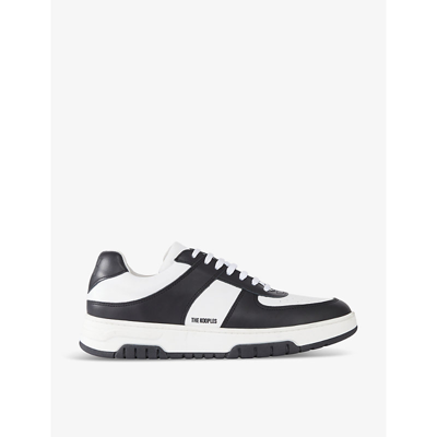 Shop The Kooples Men's Bla01 Logo-embossed Low-top Leather Trainers