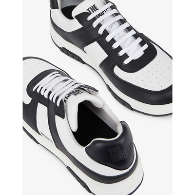 Shop The Kooples Men's Bla01 Logo-embossed Low-top Leather Trainers