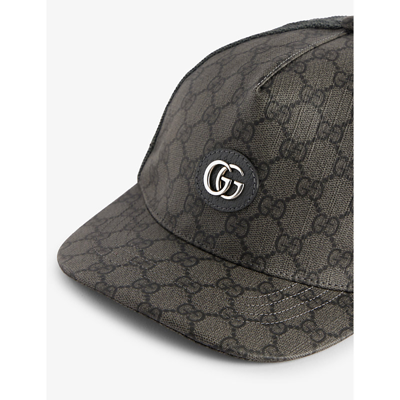 Shop Gucci Womens Grey/black+graphite Monogram-pattern Cotton-blend Baseball Cap In Multi-coloured