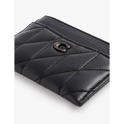 Shop Coach V5/black Logo-plaque Quilted-leather Card Holder