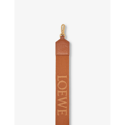 Loewe Tan Anagram Logo-embroidered Cotton-blend Bag Strap In Tan