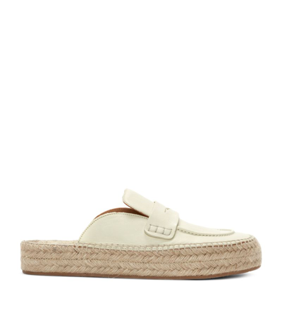 Shop Jw Anderson Leather Espadrille Loafer Mules In Neutrals