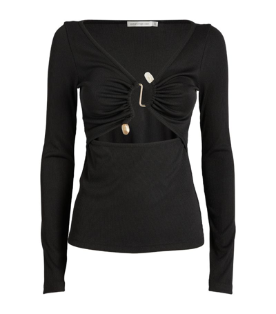 Shop Christopher Esber Ribbed Callisto Cut-out Top In Black