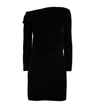 Shop Theory Velvet Asymmetric Mini Dress In Black