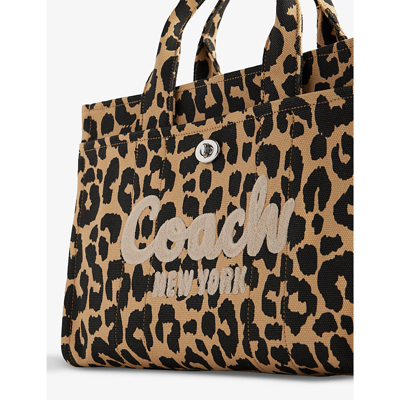 Shop Coach Womens Lh/leopard Logo-embroidered Leopard-print Canvas Tote Bag