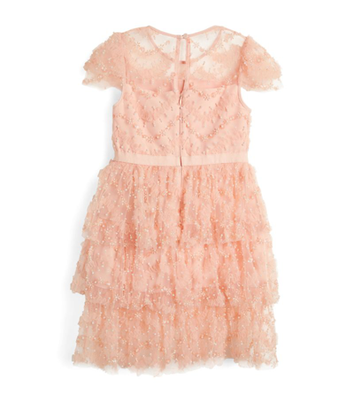 Shop Self-portrait Embellished Tiered Dress (3-12 Years) In Pink