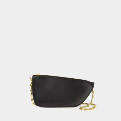 Shop Burberry Micro Shield Wallet On Chain -  - Leather - Black