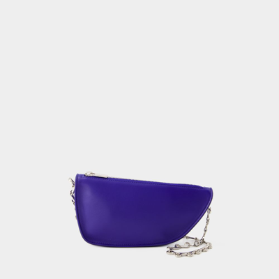 Burberry Micro Shield Wallet On Chain -  - Leather - Blue In Blue