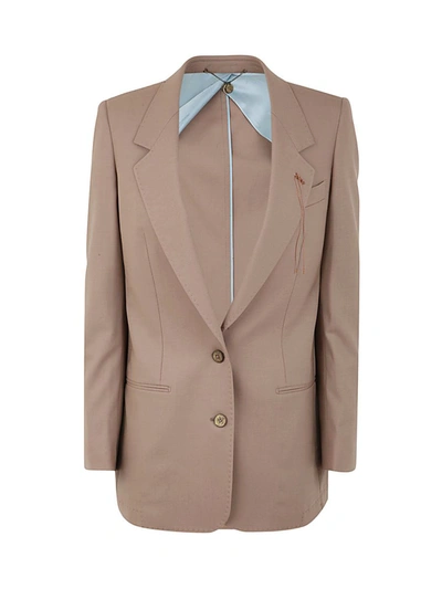 Shop Maurizio Miri Single Breasted Stretch Wool Blazer Clothing In Brown