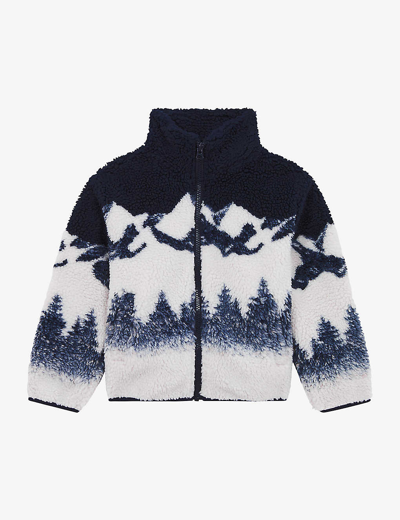 Shop Reiss Boys Blue Multi Kids Clement Mountain-motif Zip-up Textured Jacket 3-14 Years