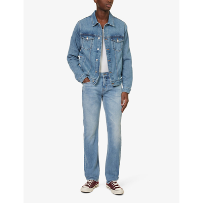 Shop 7 For All Mankind Men's Light Blue The Straight Step Straight-leg Mid-rise Stretch-denim Jeans
