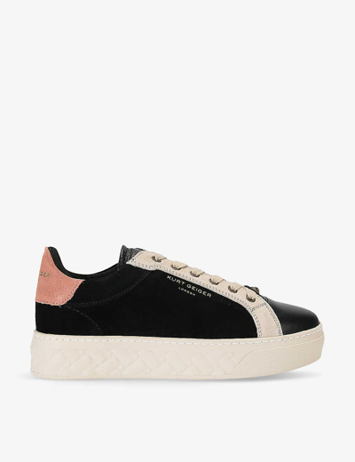 Shop Kurt Geiger Kensington Logo-embossed Low-top Leather Trainers In Blk/other