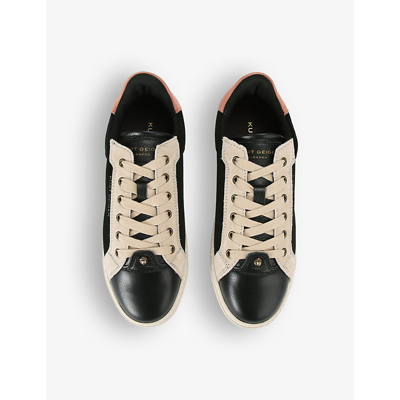 Shop Kurt Geiger Kensington Logo-embossed Low-top Leather Trainers In Blk/other