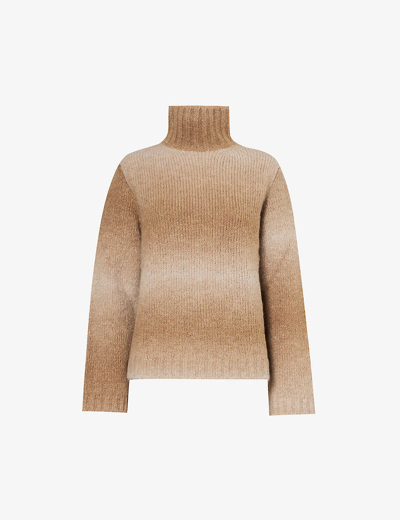 Shop Woolrich Womens Suede Brown Ombré-pattern Turtleneck Alpaca Wool-blend Knitted Jumper In Cream