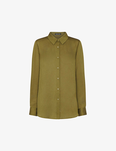 Shop Whistles Molly Relaxed-fit Satin Shirt In Green