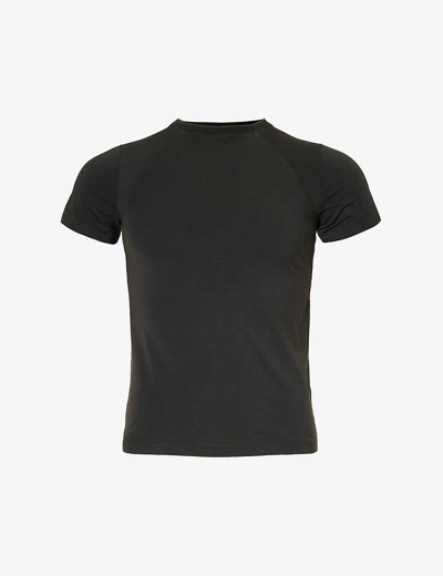Shop Entire Studios Men's Washed Black Mini Crewneck Stretch Organic-cotton T-shirt
