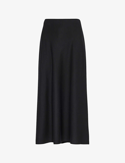 Shop Whistles Louise Bias-cut Woven Midi Skirt In Black