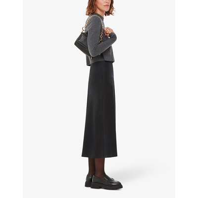 Shop Whistles Louise Bias-cut Woven Midi Skirt In Black