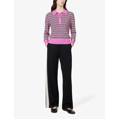 Shop Ganni Womens Multicolour Stripe-pattern Long-sleeve Wool And Cashmere-blend Jumper