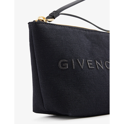 Shop Givenchy Womens Black Brand-embroidered Cotton-blend Pouch