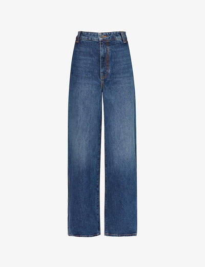 Shop Khaite Bacall Wide-leg Mid-rise Jeans In Multi-coloured