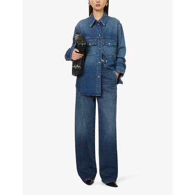 Shop Khaite Bacall Wide-leg Mid-rise Jeans In Multi-coloured