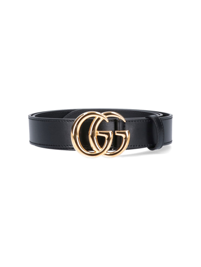 Shop Gucci 'gg Marmont' Belt In Black  