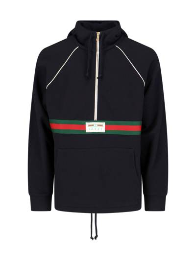 Shop Gucci Web Ribbon Sweatshirt In Black  