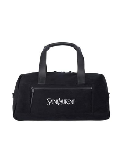 Shop Saint Laurent Large Logo Duffel Bag In Black  
