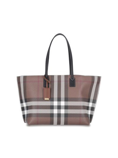 Shop Burberry 'check' Tote Bag In Brown