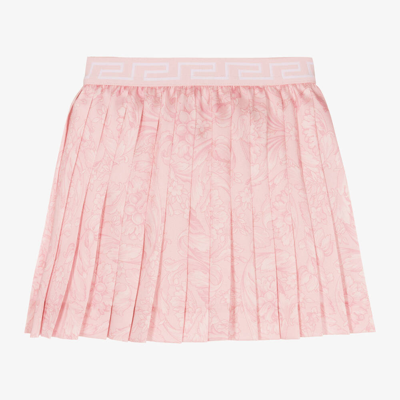 Shop Versace Baby Girls Pink Barocco Pleated Skirt