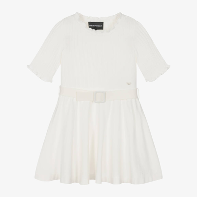 Shop Emporio Armani Girls Ivory Knitted Dress