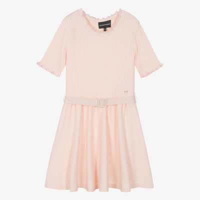 Shop Emporio Armani Teen Girls Pink Knitted Dress