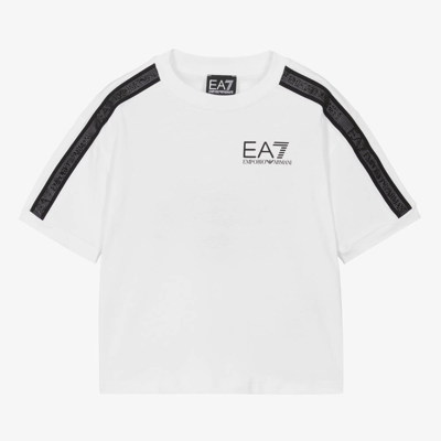 Shop Ea7 Emporio Armani Boys White Cotton Taped T-shirt