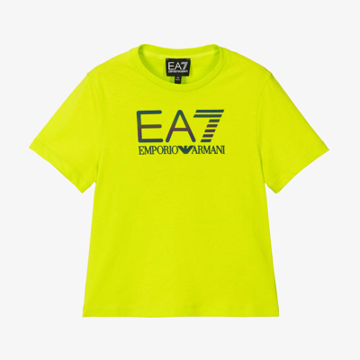 Shop Ea7 Emporio Armani Boys Green Cotton  T-shirt