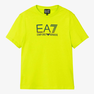 Shop Ea7 Emporio Armani Teen Boys Green Cotton  T-shirt