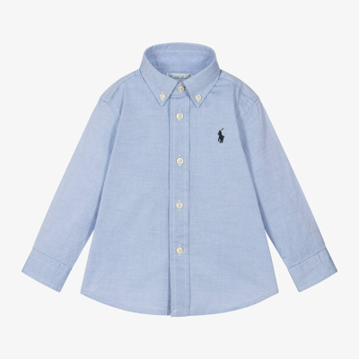 Shop Ralph Lauren Baby Boys Blue Oxford Cotton Shirt