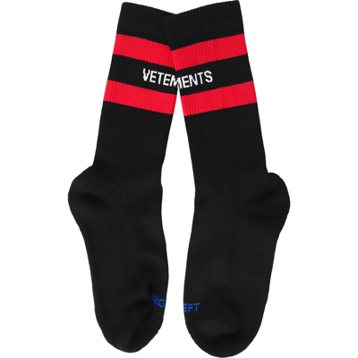 Vetements Black Socks With Logo In Black