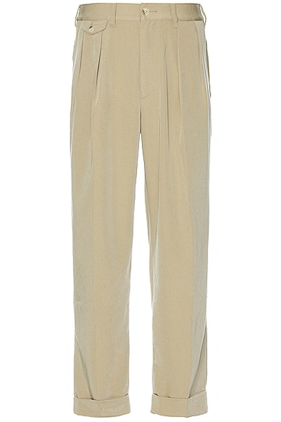 Shop Beams 2 Pleats Trousers Pe Twill In Sand