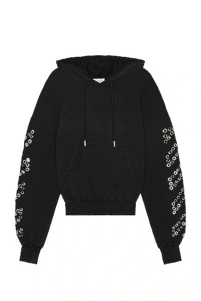 Shop Off-white Eyelet Diags Over Hoodie In Black