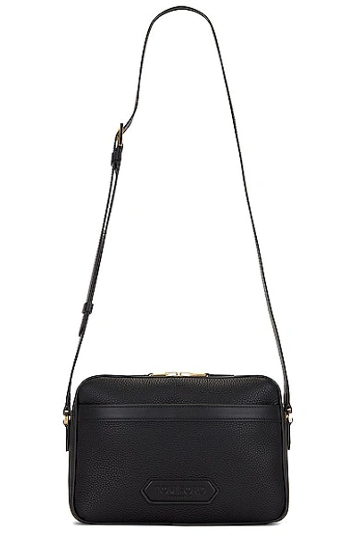 Shop Tom Ford Leather Small Messenger In Black