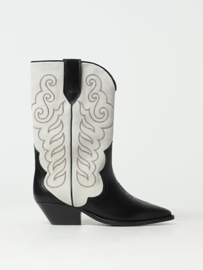 Shop Isabel Marant Duerto Leather Ankle Boots With Embroidery In Black 1