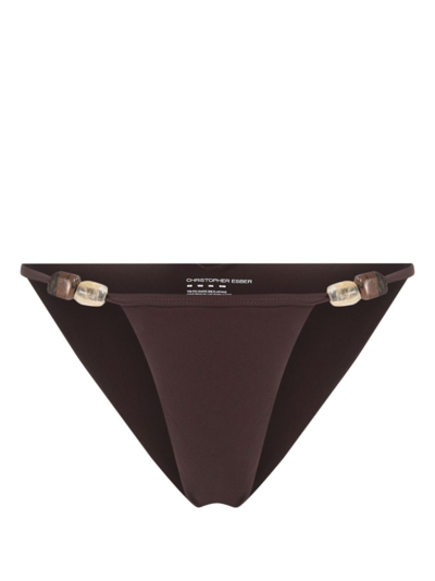 Christopher Esber Brown Crystal Bikini Bottoms In Brown