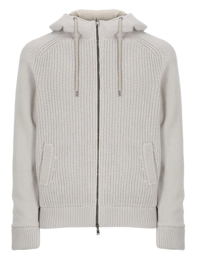 Shop Herno Wool Knitted Bomber Jacket In Grey