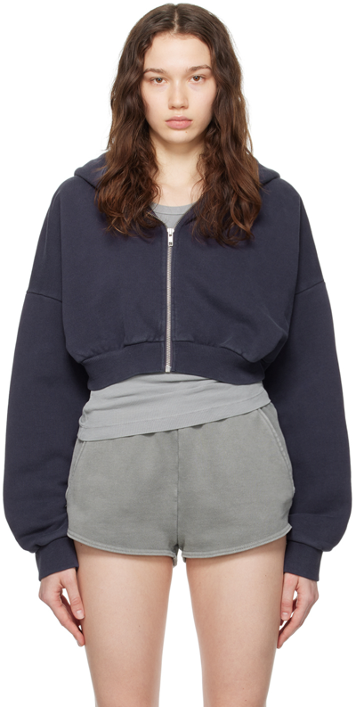 Shop Entire Studios Navy Cropped Hoodie In Ink