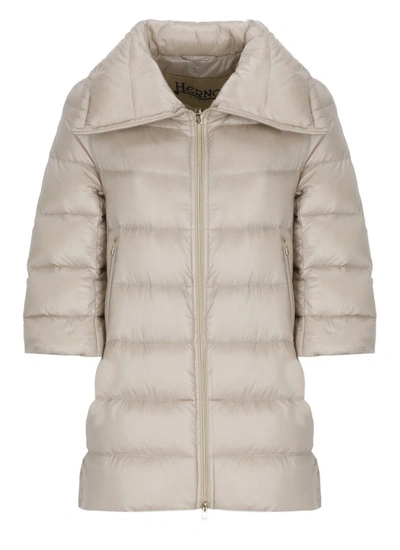 Herno Ivory Ultralight Nylon Quilted Down Jacket In Neutrals