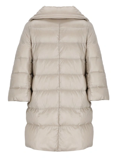Herno Ivory Ultralight Nylon Quilted Down Jacket In Neutrals